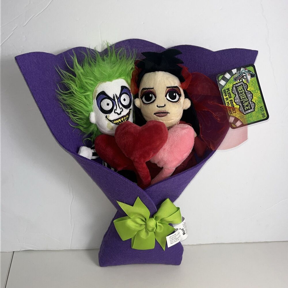 BEETLEJUICE & LYDIA Valentine's Day 13" Plush Bouquet 2025 Ruz NEW Hearts
